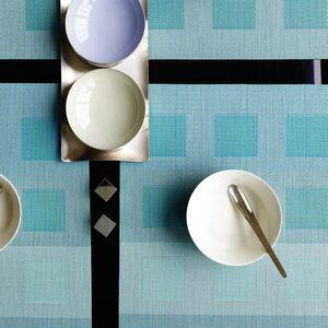 Chilewich Engineered Squares Rectangle Tablemats Set Of 4 Turquoise